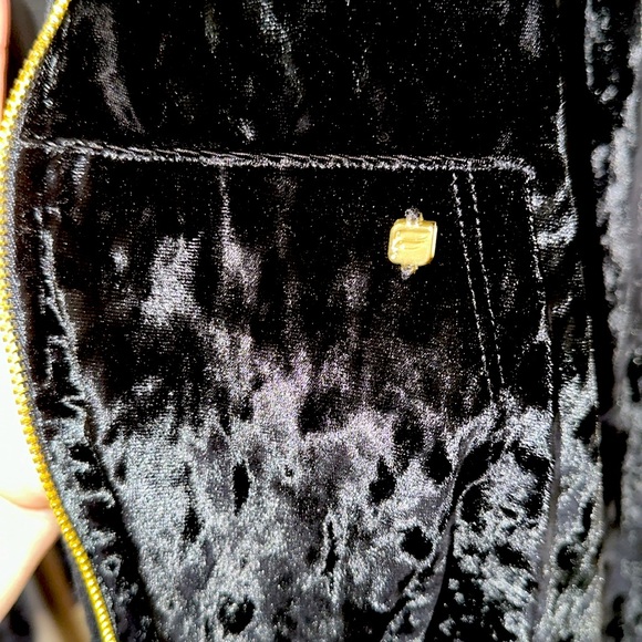 Fabletics Crushed Velour black zip up hoodie & Crushed Velour wide leg pant Red - Picture 7 of 13